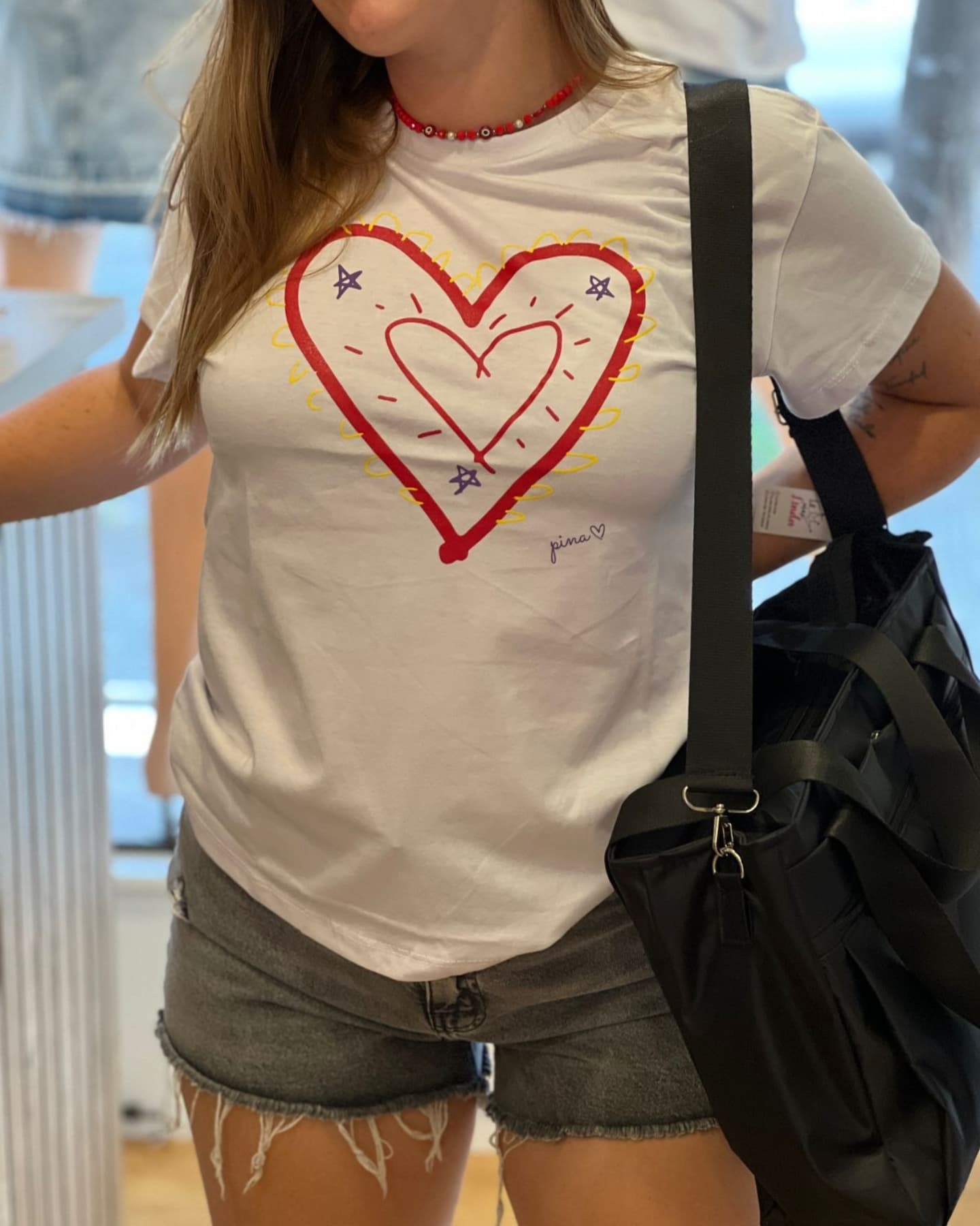 remera pina doble corazon